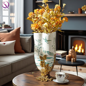 <strong>Yellow</strong> Porcelain Luxury Home Decoration Vase Set Reproduction Hand Made Antique Wholesale Ceramic Vase CLASSIC Painting <strong>Decor</strong> - Product Image 3