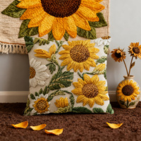 Housse de coussin carrée en velours imprimé à motif de tournesol et de peau de pêche, pour salon, canapé, chevet, décoration d'intérieur