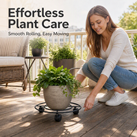Support de plantes pour jardin avec 4 roues, chariot à plantes en métal, déplaceur de pots de fleurs en fer