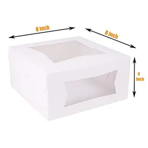 Boîte d'emballage de gâteau toast dessert cuisson boîte en carton blanc avec double fenêtre - Product Image 1