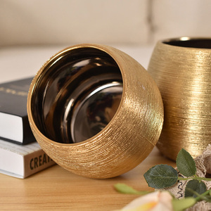 Pots de Fleurs d'Intérieur en Céramique pour Dropshipping, Finition Dorée, Petits Jardinières pour Plantes d'Intérieur, Succulentes, Orchidées et Sansevières pour Jardin - Product Image 5