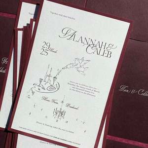 Carte de vœux de mariage haut de gamme personnalisée, carte d'invitation, carte de remerciement, effet gaufré élégant, pelliculage brillant, logo personnalisé - Product Image 3