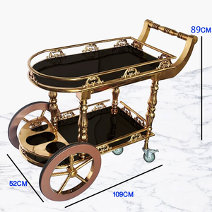 Carrito de comedor de <span class=keywords><strong>hotel</strong></span> Carrito de mano de metal <span class=keywords><strong>Fiesta</strong></span> Carrito de servicio de habitación de 2 capas Carrito de licor de boda - Product Image 2