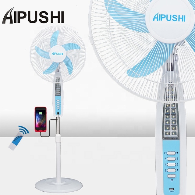 2022 Solar Dc Rechargeable Fan High Rpm 12v Dc Stand Fan with Led Light and USB Charger.