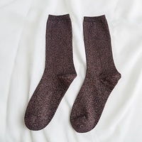 Chaussettes ras du cou en gros, douces et confortables, à haute élasticité, avec logo brodé personnalisé, fil lurex métallique et paillettes scintillantes