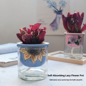 Hot-bán tự động thấm thịt hoa nồ<span class=keywords><strong>i</strong></span> tráng men gốm Máy tính để bàn màu xanh lá cây nhà máy thủy canh container - Product Image 3