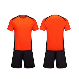 Schlussverkauf volles orangefarbene Fußball-Kits Jersey Team Jungen Kids Fußballuniform benutzerdefiniertes Fußball-Uniformen-Set