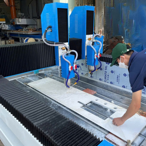 Double Head PLC Controlled CNC Router <b>Machine</b> 24000RPM High Speed <b>Stone</b> Engraving <b>Cutting</b> 2500mm Max Length HIWIN Rail - Product Image 1