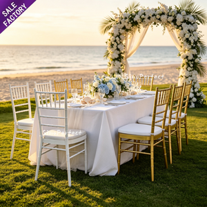 Sinoperfect Stock Gold White Metal Stack Tiffanie Chivary Chiavari Wedding <b>Chairs</b> for Sale Chivari <b>Chair</b> Cushions Banquet Events - Product Image 1