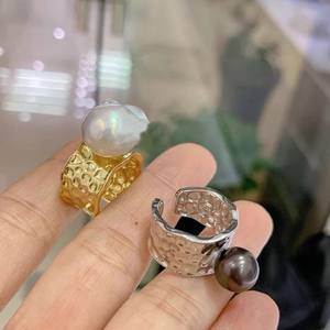 Soporte para Accesorios de Perlas DIY, Precioso Anillo de Plata S925 con Cuentas Redondas de 10-12 mm, Tamaño 6 mm y 8 mm, Fornituras de Plata, Modelo 10646 - Product Image 1