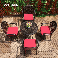 Ensemble de meubles de jardin en aluminium moulé, résistant aux intempéries, pour terrasse, patio, barbecue, café, table en métal, ensemble de salle à manger