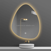 Miroir LED intelligent mural moderne et personnalisé, anti-buée, pour salle de bain, avec variateur d'intensité et 3 couleurs CCT, interrupteur tactile en verre