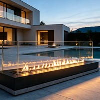 Cheminée extérieure au bioéthanol, imperméable, pour la décoration au bord de la piscine, foyer 1200/1800-2000 mm, flamme réelle pour villa, hôtel