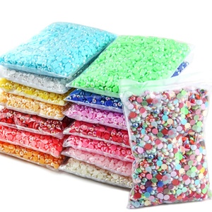 OLeeya Lots en gros de perles de gelée 2mm-14mm, perles ABS plates en vrac demi-rondes pour la décoration d'ongles DIY - Product Image 4