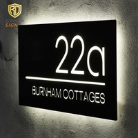 Plaque d'immatriculation de porte éclairée par Led électronique d'hôtel Numéro de chambre d'hôtel Lettres en métal 3D Panneaux de porte lumineux Panneau d'adresse