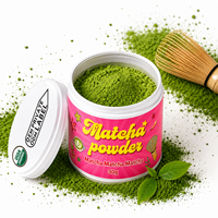 Poudre de Matcha biologique de qualité cérémonielle A-7A, marque privée OEM UE et NOP, thé vert Matcha premium en boîte de 30g ou 50g