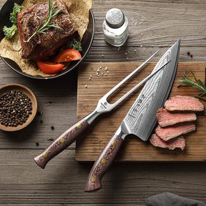 XINZUO coltello da Chef forchetta da intaglio Set 2 pezzi coltelli da cucina in acciaio damasco personalizzato Micarta manico BBQ Cooking - Product Image 2