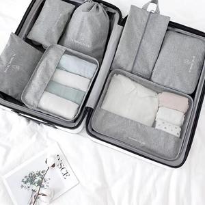 7 pièces ensemble sac de voyage organisateur vêtements stockage <span class=keywords><strong>valise</strong></span> Kit sous-vêtements chaussettes chaussures Storge sac bagages ensembles sac de voyage - Product Image 2