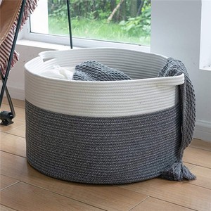 Panier de rangement en tissu tissé, panier à linge pliable, organisateur écologique avec poignées, grande capacité, moderne et minimaliste pour la maison - Product Image 4