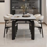 Ensemble table et chaises de salle à manger en bois massif crème nordique, style moderne minimaliste, noir, pour la maison ou les hôtels