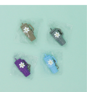 QYS <b>Mini</b> PVC Tumbler Cup Keychain Cute Flower Bag Charm Lightweight Plastic Key Ring <b>Backpack</b> Pendant Gift - Product Image 4