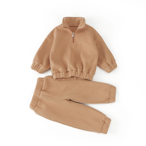 定制标签男婴服装儿童运动服棉质两件套连帽衫儿童抓绒运动服 - Product Image 1