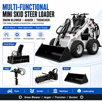 Mesin Diesel Hidrolik Aliran Tinggi & Pompa Mini Sit-on Wheeled Skid Steer Loader untuk Pembersihan Jalan