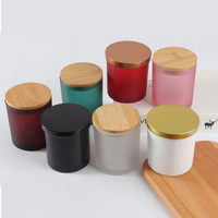 Vente en gros de pots à bougies en verre vides, design simple, personnalisables, avec couvercle, pour la décoration de la maison, pour Noël