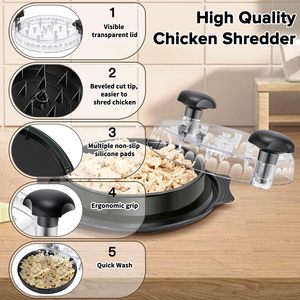 เครื่องมือบดไก่แบบหมุนพร้อมฐานกันลื่นและฝาปิดใส - Product Image 2