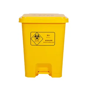 도매 60L 의료 폐기물 용기 플라스틱 병원 페달 쓰레기통 뚜껑이있는 쓰레기통