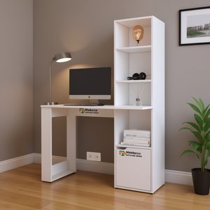 Escritorio de Oficina en Forma de L Aragon, Acabado Blanco, Diseño Moderno y Minimalista con Almacenamiento para Uso en Oficina en Casa - Product Image 2