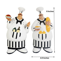 Ensemble de 2 figurines de chefs italiens - Modèle Love Design, peintes à la main, en résine artistique, décor de cuisine pour chef corpulent