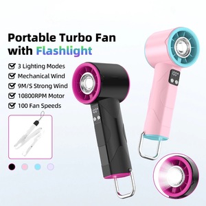 Ventilatore Portatile Mini ad Alta Velocità 2026, Ricaricabile USB, Display Digitale 100 Velocità, Potente Torcia Turbo, Velocità del Vento <span class=keywords><strong>9m</strong></span>/s - Product Image 1