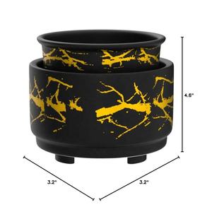 Popular <span class=keywords><strong>3</strong></span> en 1 fusión de cera de vela eléctrica de porcelana negra mate con oro galvanizado a la venta - Product Image 4