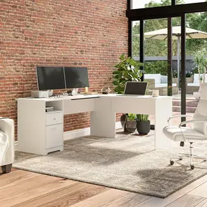 Computer Desk L Shape With Drawers White