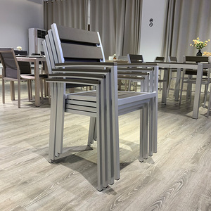 Coets métal aluminium brossé salle à manger extérieur restaurant accoudoir fauteuils chaises ensemble de chaises en aluminium pour Restaurant - Product Image 3
