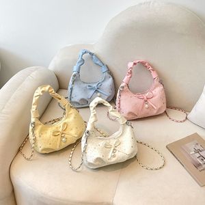 Bolso de mano plisado con lazo estilo dulce para mujer, novedad primavera 2026, bandolera elegante con forma de nube - Product Image 1