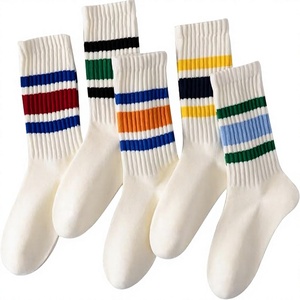 Crew <b>Socks</b> Solid Knitted Breathable Thin Casual Sporty Spandex/Cotton Daily Wear for Adults - Product Image 1