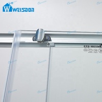Weisdon 5 ans de garantie Chrome verre trempé double porte coulissante encadrée salle de douche en aluminium carré
