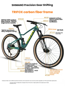 Bicicleta de Montaña de Fibra de Carbono con SHI | Cambio de Marchas de Precisión MANO M6100 con <span class=keywords><strong>Manillar</strong></span> Integrado para Ciclismo Profesional - Product Image 2