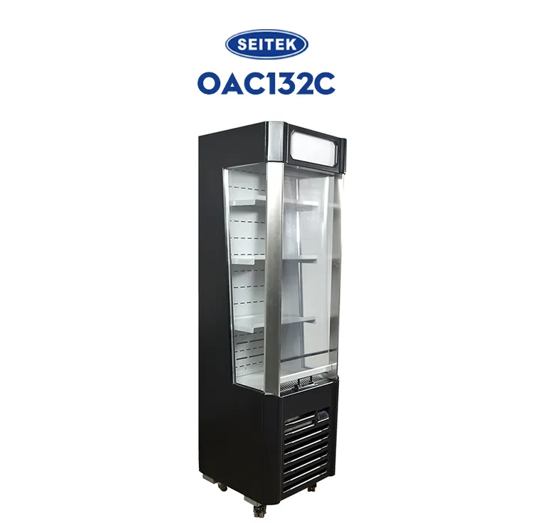 Open Air Cooler Display Fridge with Night Curtain 132L Large Capacity Beverage Coolers for Drinks Cooling