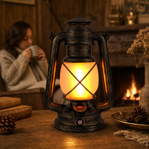 Lanterne de <span class=keywords><strong>Tempête</strong></span> Vintage <span class=keywords><strong>Rechargeable</strong></span> à <span class=keywords><strong>LED</strong></span> Effet Flamme, <span class=keywords><strong>Lampe</strong></span> de Camping Portable USB en ABS pour Fêtes - Product Image 2
