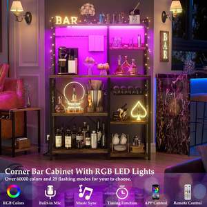 Support de boulangerie avec prise de courant et guirlandes lumineuses LED Support de four à micro-ondes Étagère de rangement de <span class=keywords><strong>cuisine</strong></span> avec panier en fil Station à café - Product Image 4