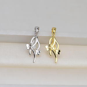 Pendentif papillon en argent 925 fait main avec perle baroque, collier en perle de forme spéciale pour femme, porte-perle vide, pendentifs fins, breloques - Product Image 2