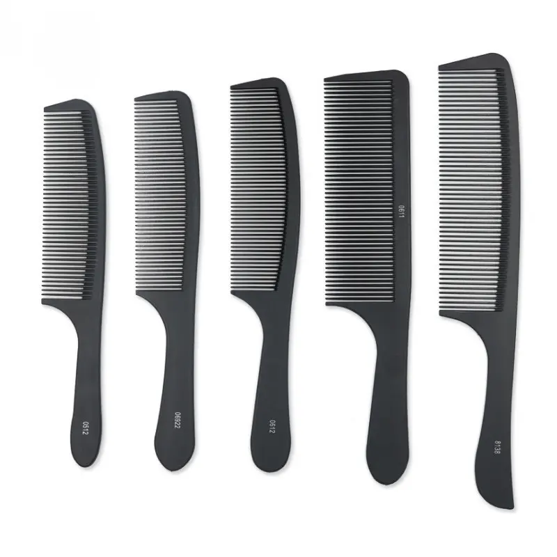 hot sell custom logo salon cutting black hairdressing plastic wholesale barber combs steel rat-tail comb hair comb