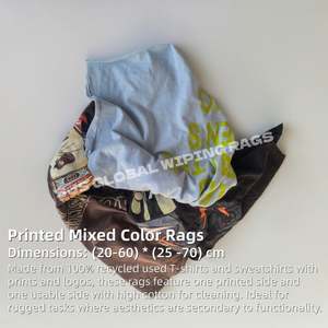 Trapos de Limpieza de Taller Reciclados, Trapos de Camiseta Cortados de Colores, Trapos de Algodón Industrial Reciclado para Limpieza - Product Image 2