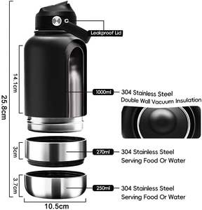 32oz 3 in 1 Insulated Stainless Steel Pet Feeder 1000ml Outdoor Travel Portable Water <b>Bottle</b> for <b>Dogs</b> - Product Image 2