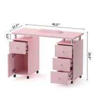 Meubles de salon professionnels, bureau de technicien en ongles personnalisé, poste de travail multifonctionnel, rangement portable, table de technicien en ongles avec rangement