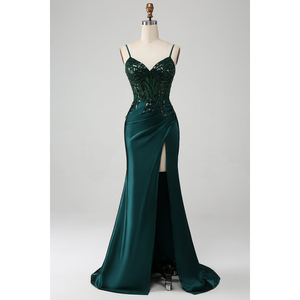 white christmas dresses La Divine Style CD337 Long Bustier Corset Dress 6 / Emerald main image 0