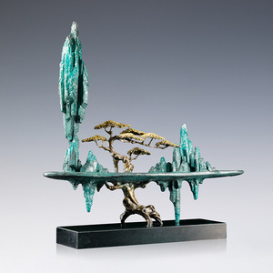 Escultura de Paisaje en Cobre y Oro, Hecha a Mano, Decoración Artística para Sala de Estar - Product Image 2